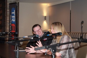 TRFM program director and season launch MC Matt Cummins interviews former Australian Diamonds netballer Shelley O’Donnell