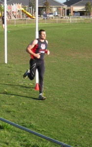 Trav Ronaldson returns to the training track for the Coburg Tigers